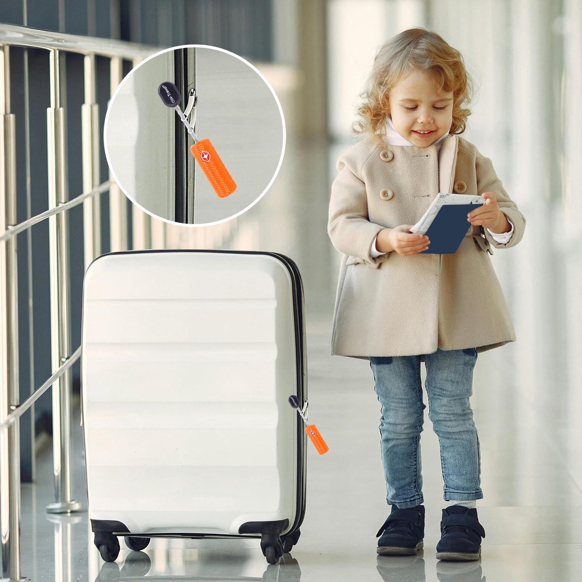 SnelShoppen - OW-Travel TSA Slot Kabelslot met Sleutel - 4 Stuks Oranje Bagageslot voor Koffers, Tassen, Rugzakken en Gymkluisjes - Veiligheid voor Re