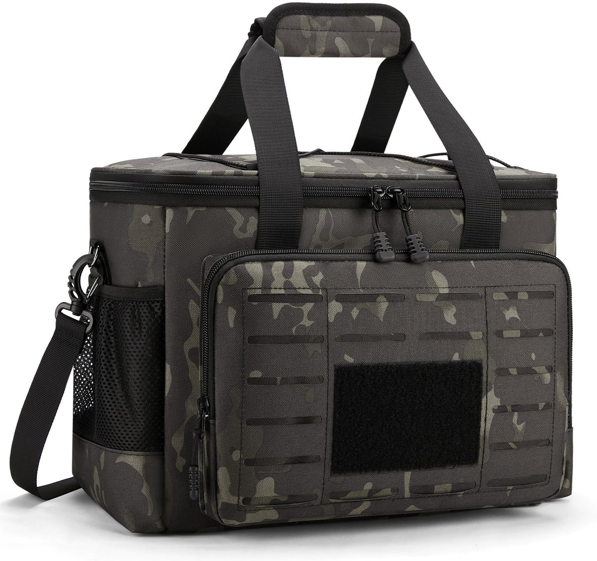 SnelShoppen - Grote Geïsoleerde Koeltas 20L - Waterdichte Tactische Koeltas voor Camping, Strand, Picknick, Supermarkt - Zwart Camouflage voor Volwass
