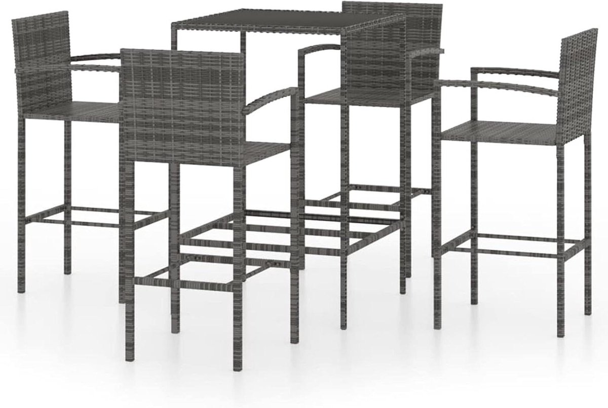 Tuin Bar Set - Bistro Set Terras - Buiten Ontspannen - Roestbestendig Frame - 70 cm Tafel Lengte - Grijs