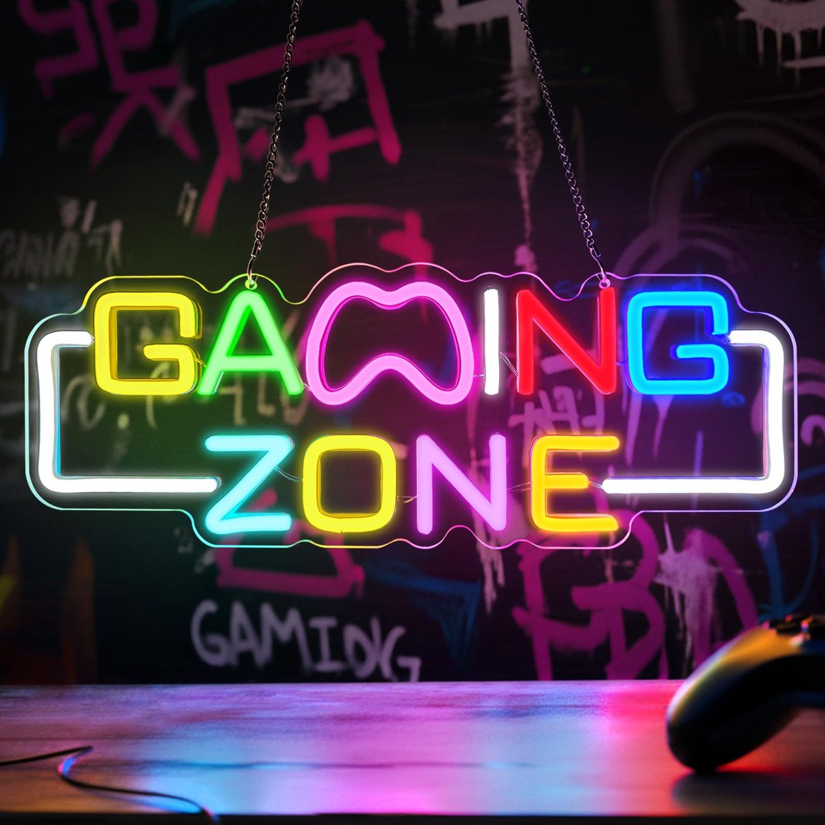 SnelShoppen - Lxmoneon Gaming Zone Neon Teken - Kleurrijke Dimbare Led Gaming Neon Tekens voor Game Room, Man Cave, Geschenk voor Gamers, Jongens en T