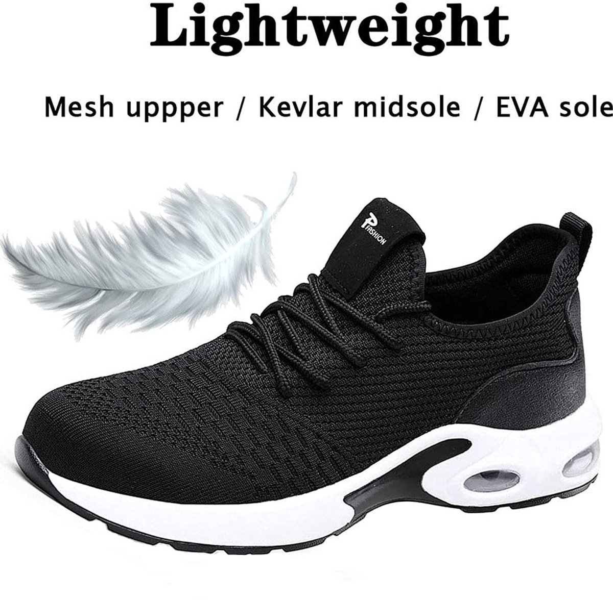 SnelShoppen - Lichtgewicht Werkschoenen Heren Dames Veiligheidsschoenen Stalen Neus Ademende Sneakers Zwart 39 EU 245 Perfect voor Bouw, Industrie en