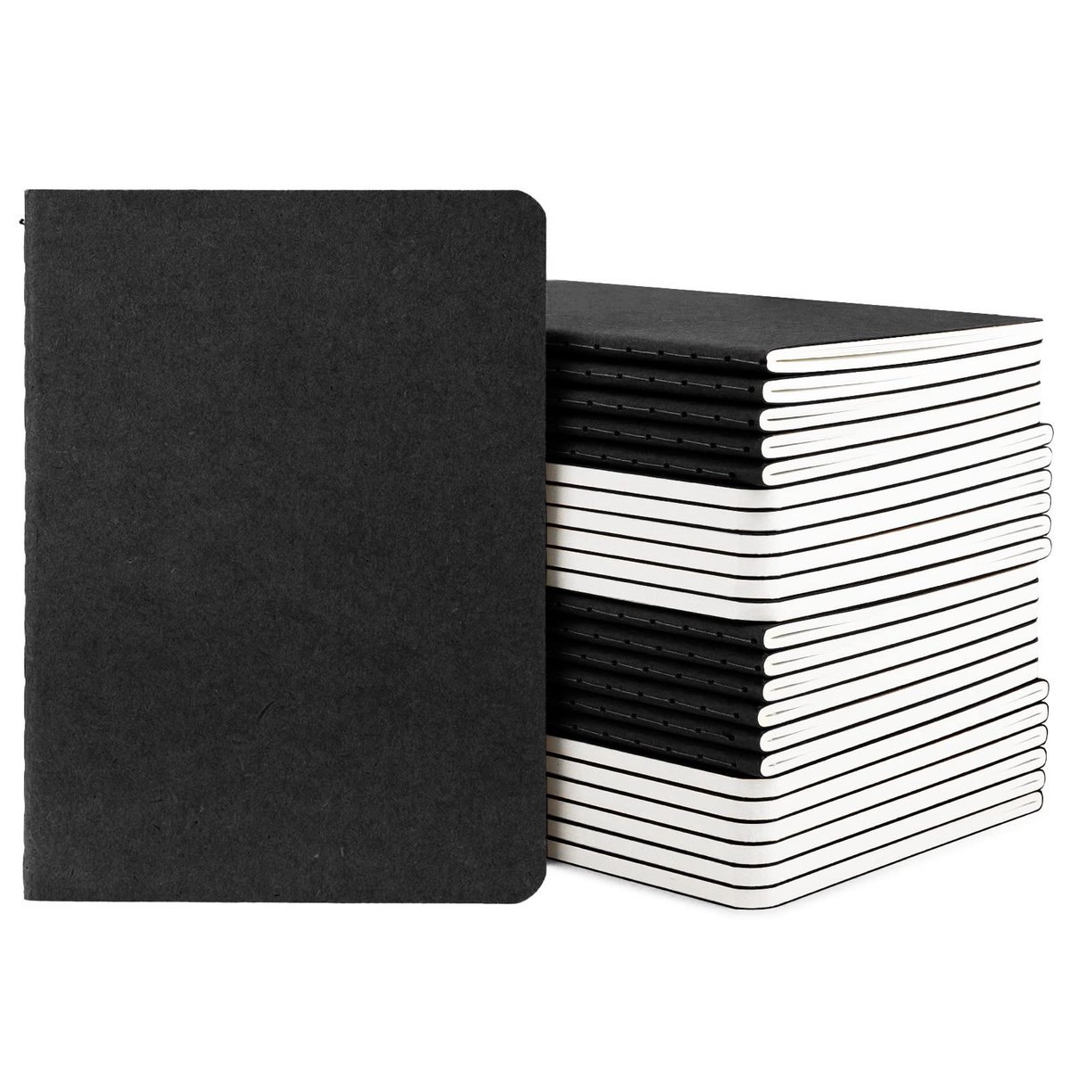 SnelShoppen - Notitieboek A6 Gelinieerd - 24 Stuks Zwart - 10x14cm - 100GSM Papier - 60 Pagina's - Ideaal voor Dagboek, Reisnotities, Kladblok en Scho