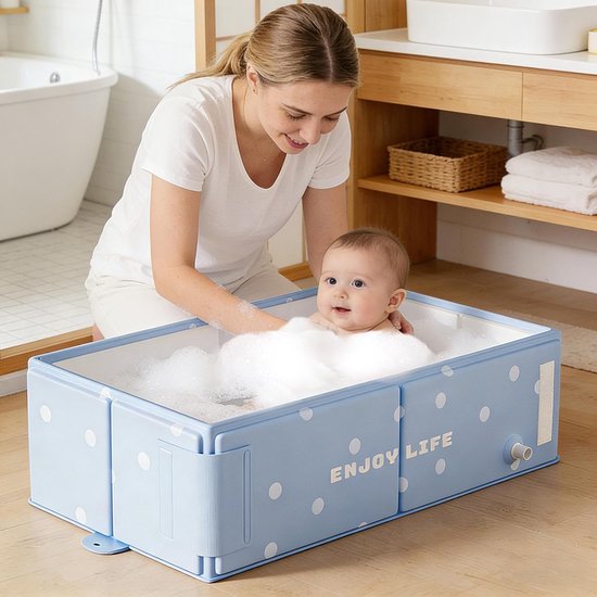 Kinderbadje Opvouwbaar - Draagbaar Babybad - Veilig Buiten Spelen - Snel Klaar Voor Gebruik - 76 x 40 cm - Blauw — afbeelding 3