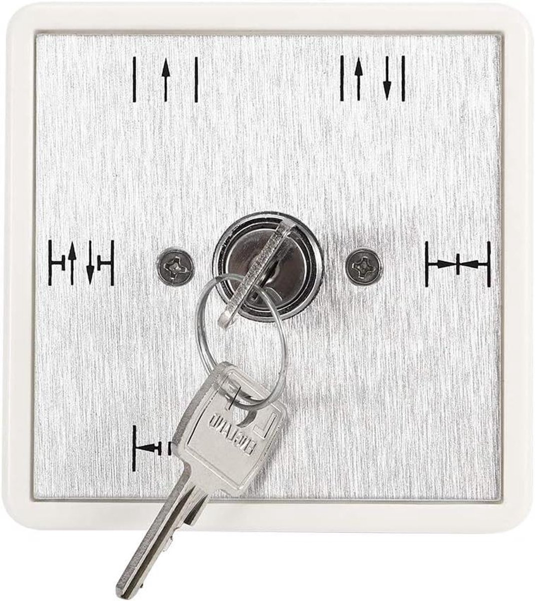 Sleutelschakelaar - Functieschakelaar - Automatische Deuren - Geborsteld Aluminium Paneel - 80x80mm - Zilverkleurig