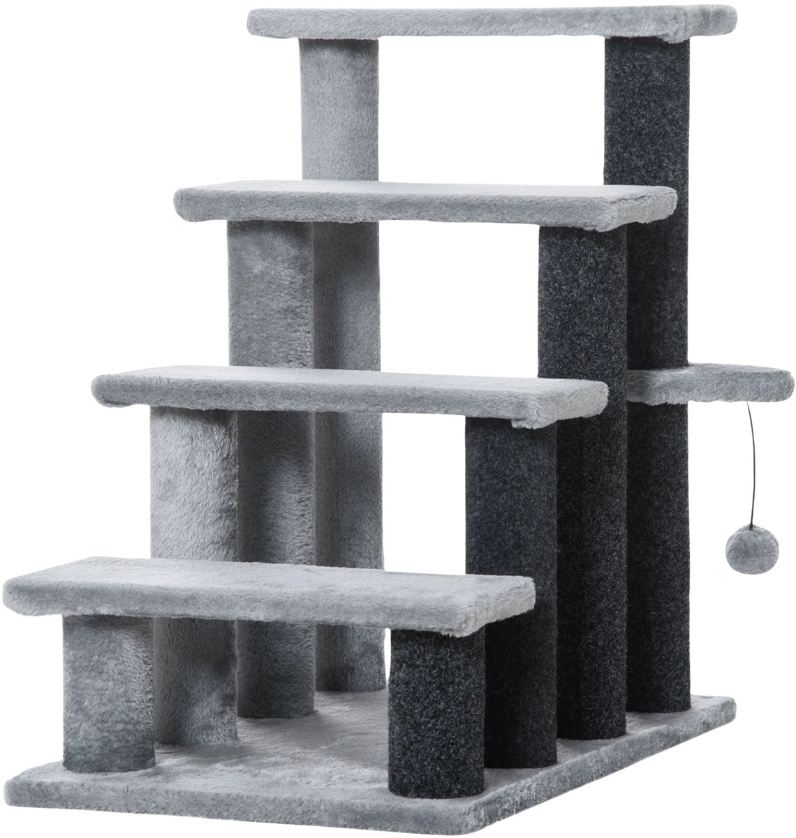 4-Traps Huisdierentrap – Katten- & Hondentrap met Krabpalen & Speelbal – Grijs
