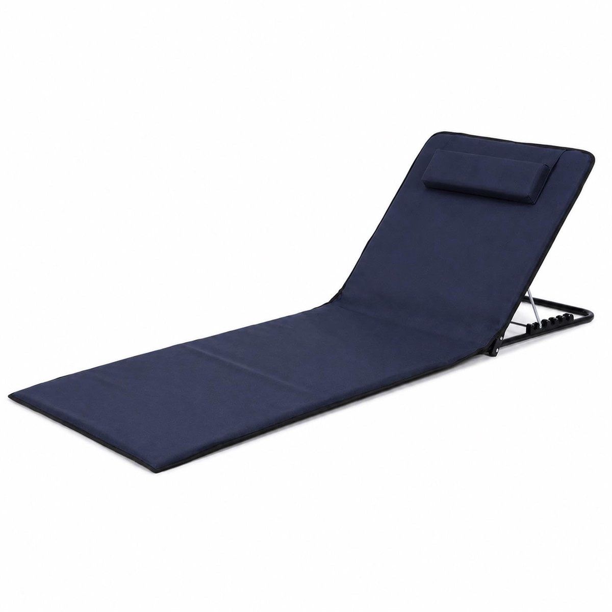 SnelShoppen - Lichte Opvouwbare Strandligstoel met Rugleuning 156 cm, 5-voudig Verstelbare Ligmat van 600D Oxford, Belastbaar tot 100 kg, Donkerblauw