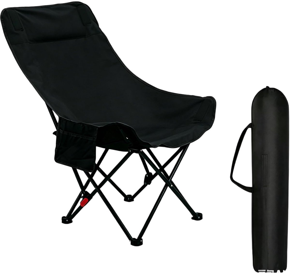 SnelShoppen - Opvouwbare Campingstoel met Hoge Rugleuning, Lichtgewicht Visselstoel voor Camping en Strand, 130 kg Draagvermogen, 2 Zijzakken, Compact