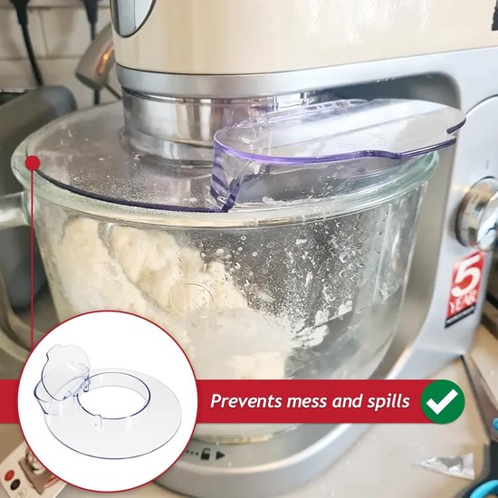 Mixer Splash Guard - Keukenmachine Deksel - Schoon Maken - Met Toevoegklep - 250 mm breed - Transparant — afbeelding 2