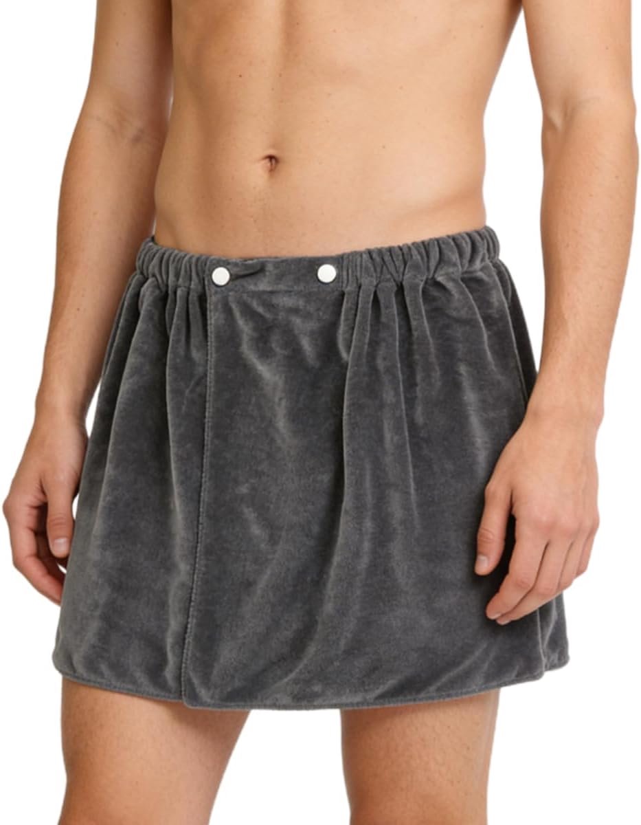 Sauna kilt 40 x 150 cm - grijs - met elastiek en drukknopen - absorberend voor na de sauna - ShopVlot
