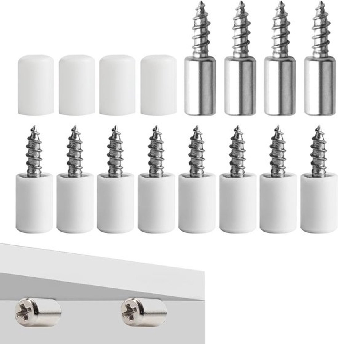 Set van 50 Zelfborende Planksteunen met Beschermers voor Kasten en Meubels - Ideaal voor Plankmontage en Opbergruimte
