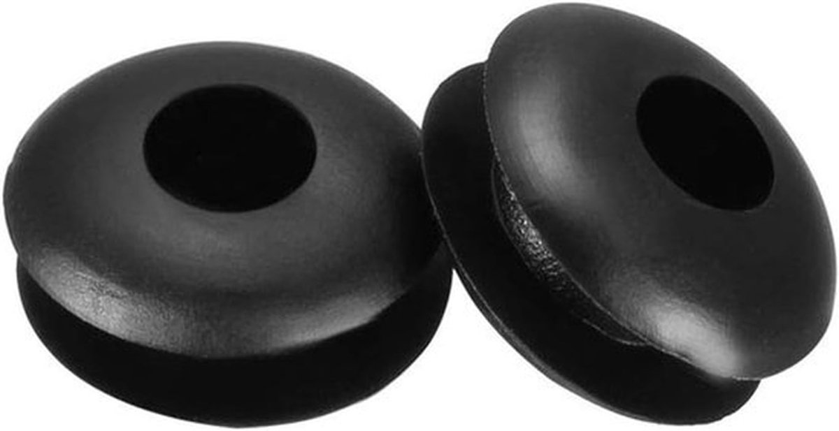 50 Stuks Zwarte Rubber Doorvoeren 4mm Kabelbeschermringen voor Elektrische Bedrading en Stekkers