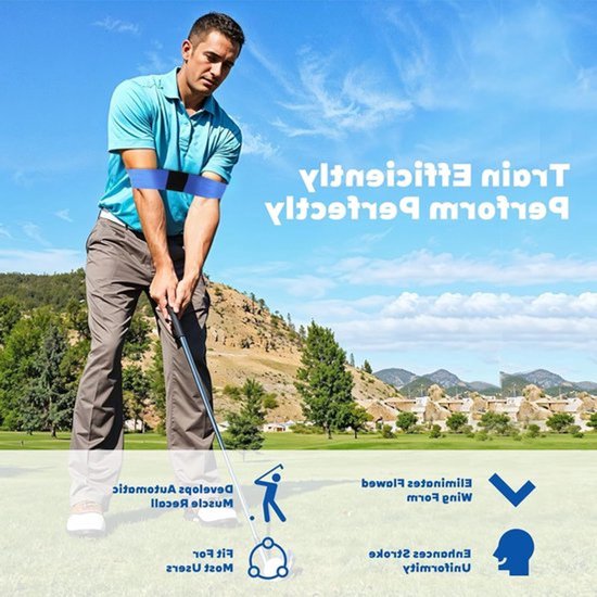 Golf Swing Trainer Set van 3 stuks, elastische swingband voor verbetering van swingtechniek en houding voor beginners in zwart/wit/blauw van GOLF — afbeelding 5