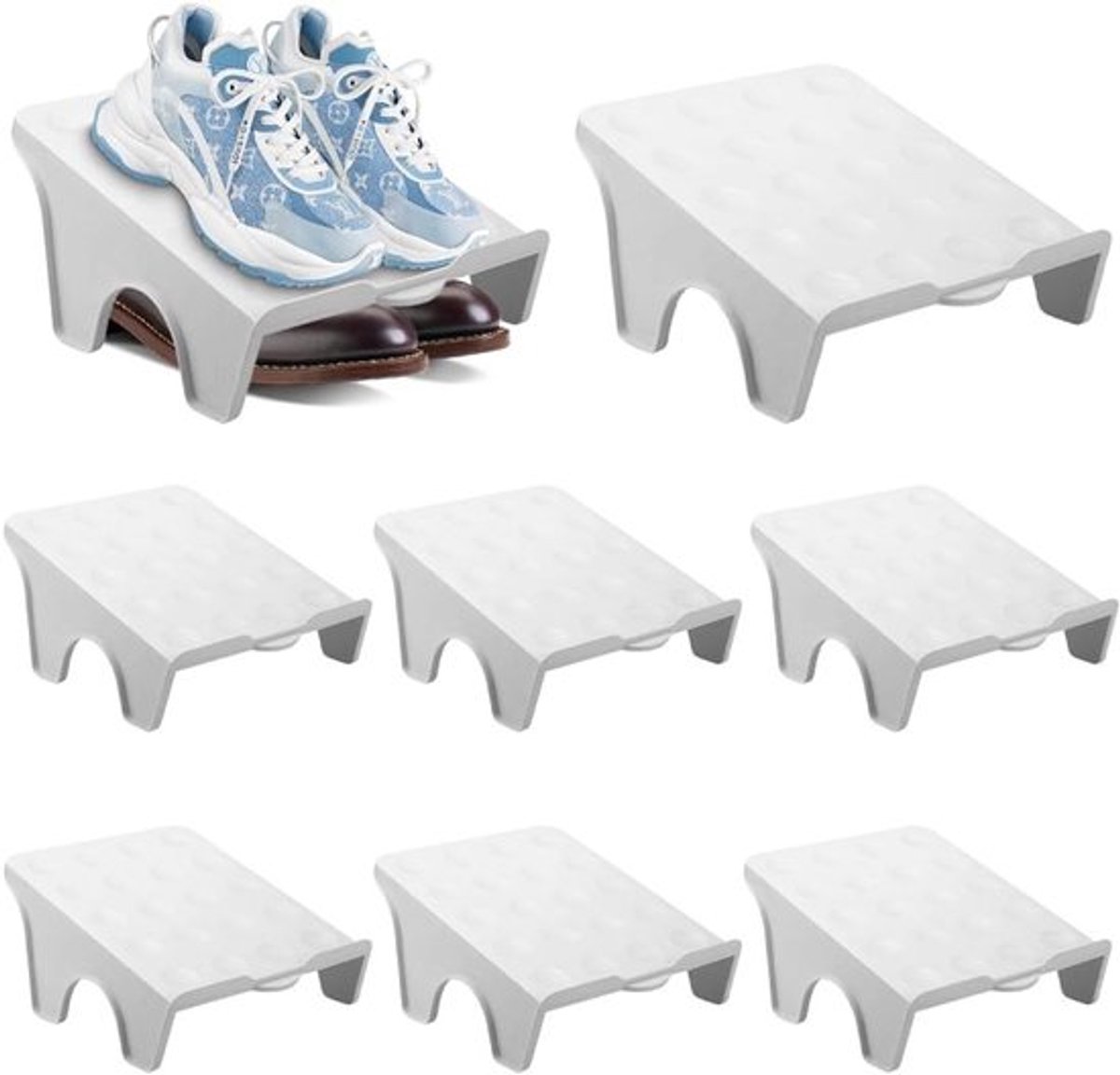 Anti-slip Schoenorganizer met 8 stuks, dubbele laag schoenrek, ruimtebesparend voor hal en slaapkamer, ideaal voor schoenopslag en orde, 25 x 22 x 11,5 cm