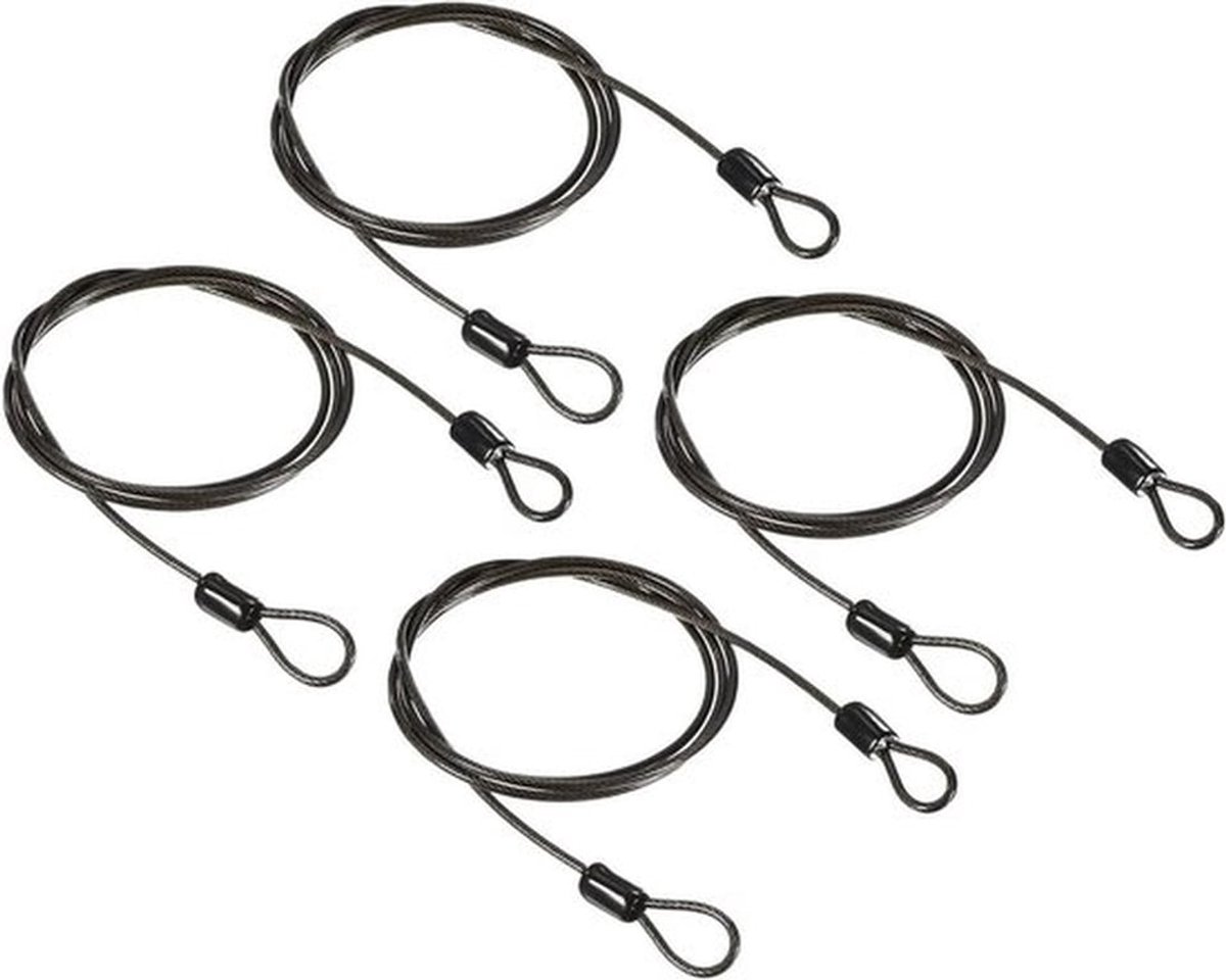 4 Stuks 2.5mm x 1m Veiligheidskabel met Coating - Flexibele Beveiligingskabel voor Fietsen, Bagage en Buitengebruik