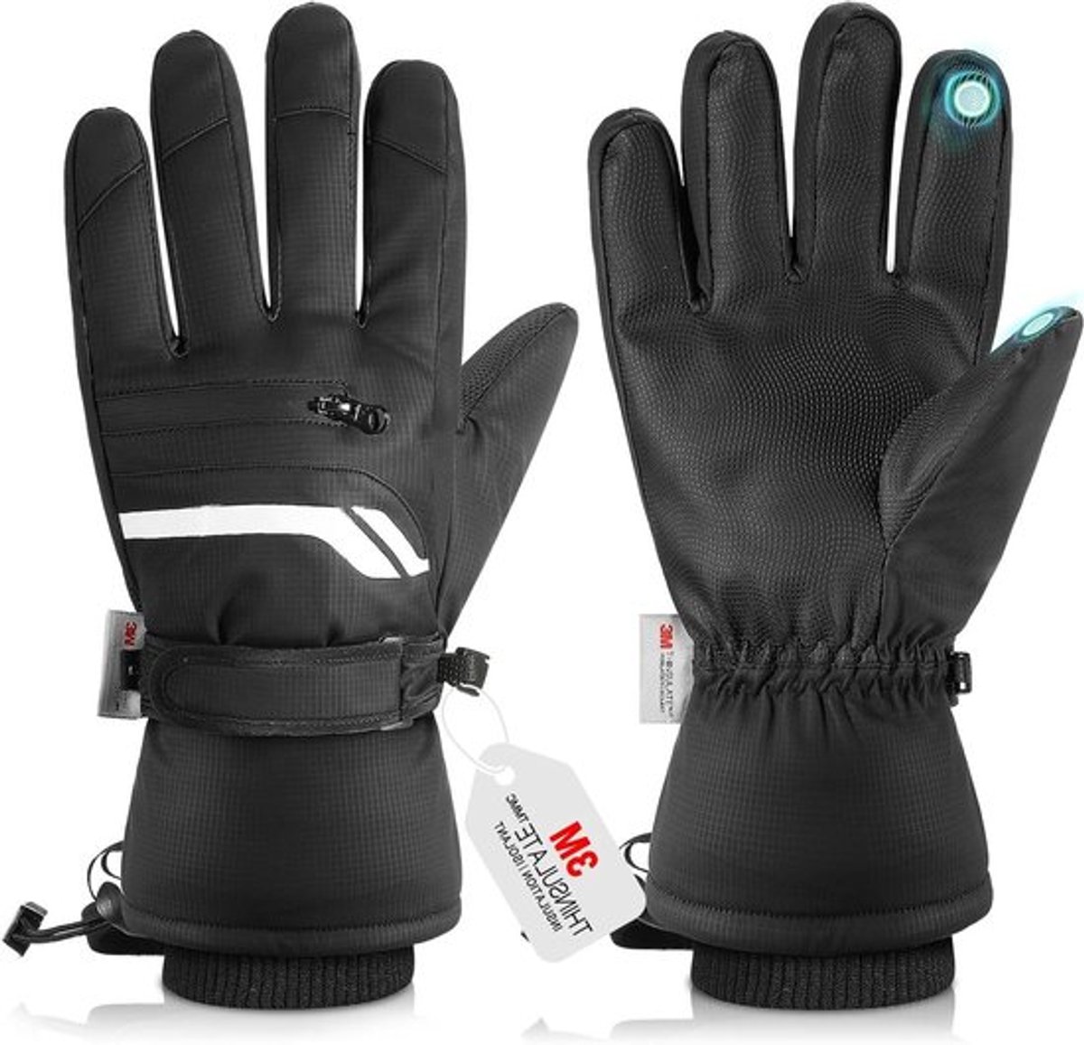 Waterdichte Winterhandschoenen voor Mannen en Vrouwen, Thermisch 3M Thinsulate, Touchscreen en Antislip Grip voor Skiën, Fietsen, Hardlopen en Wandelen in Koude Weer