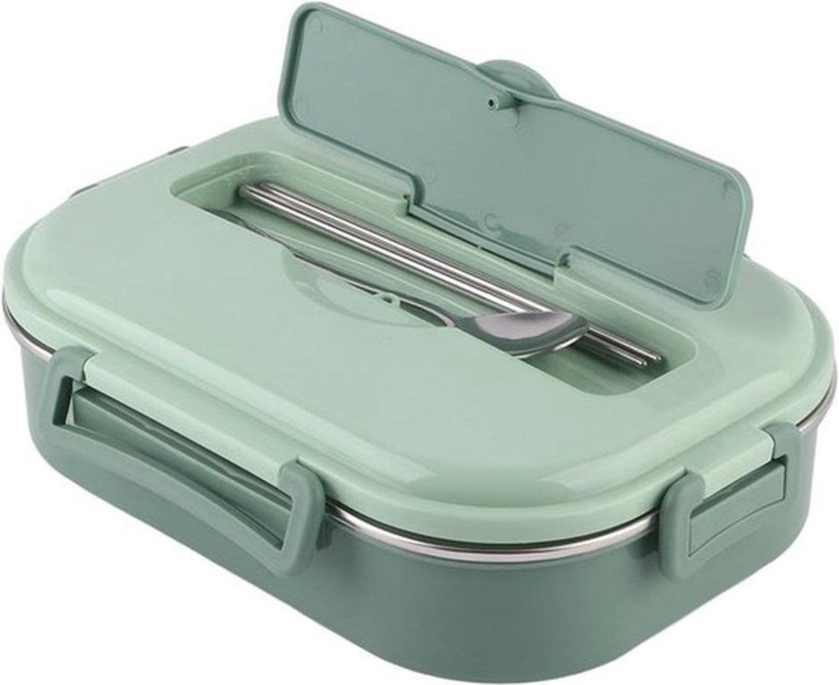 Lunchbox voor Volwassenen met 4 Compartimenten, Draagbaar en Van Voedselveilige Staal, Ideaal voor Werk en School