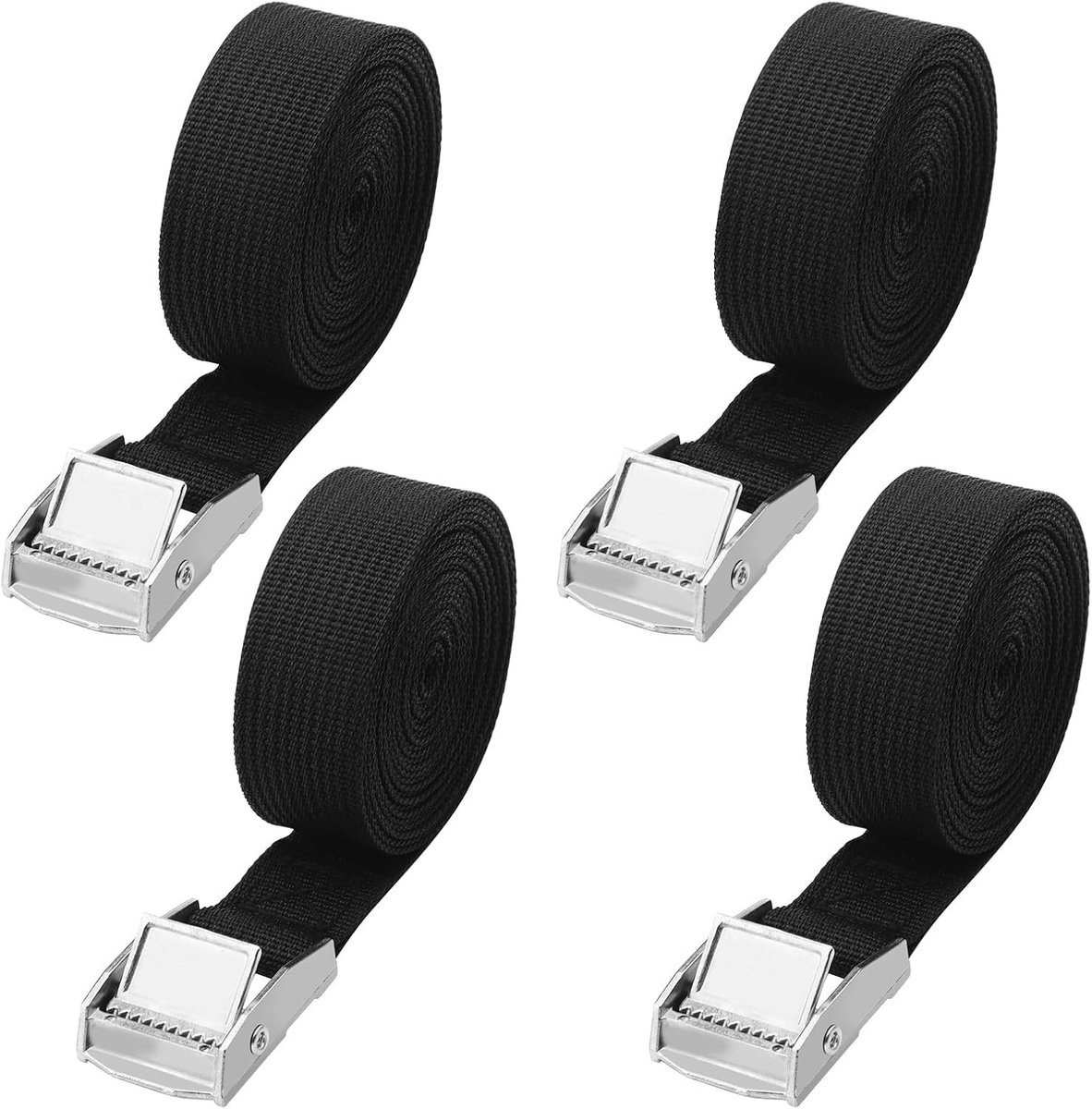 Spanbanden - Zwart - 3 m x 2,5 cm - Met Ratel en Klemslot - Voor Transport en Verhuizing