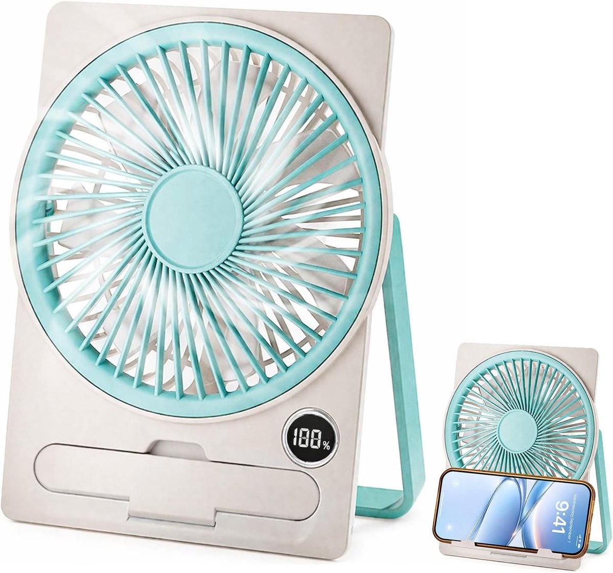 Tafelventilator - Blauw - Draagbare Mini-ventilator - Oplaadbare Ventilator met 3 Snelheden - Voor Thuis en Reizen