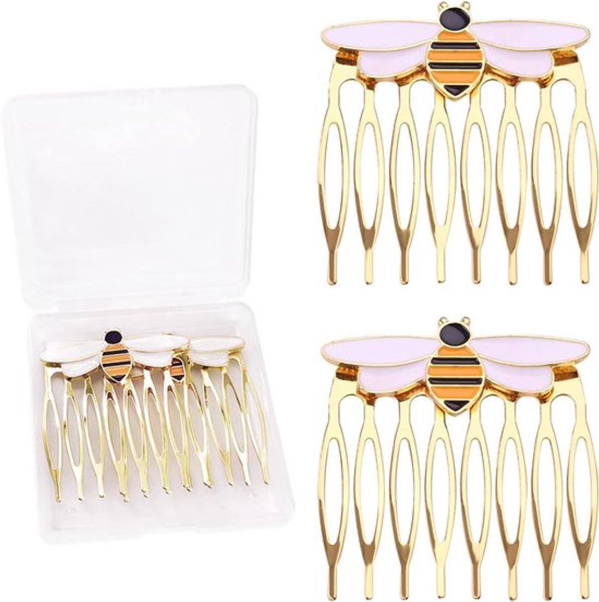 Set van 2 Bijenkorf Haaraccessoires voor Vrouwen, Kleine Haarcombs voor Bruiloft, Cosplay en Cadeaus
