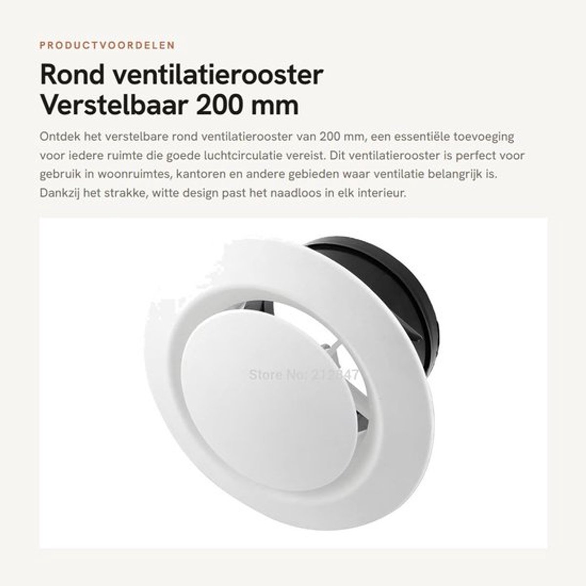 Ventilatierooster Rond - Verstelbaar - ABS-Kunststof - 200 mm - Insectenrooster - Eenvoudige installatie - Netto Gewicht 250g - Luchtrooster