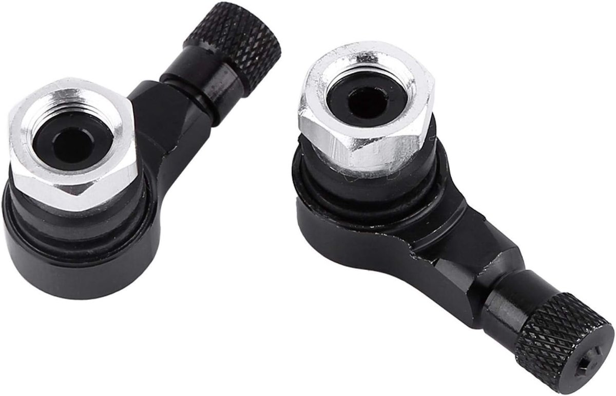 SnelShoppen - 90 Graden Bandenventiel Schacht, Aluminium Legering, Hoekventiel met Levenslange Rubberafdichting, Zwart, Set van 2, Universeel voor SUV