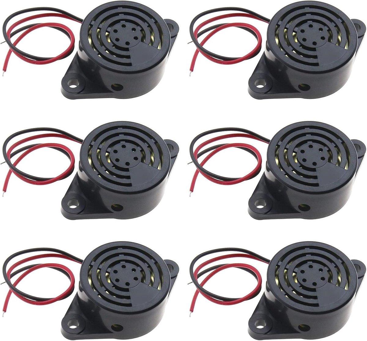 SnelShoppen - 6x Actieve Elektronische Buzzer Piezo Alarm 95dB voor 3D Printer Computer - 3-24V, Zwart, ABS Materiaal, Continue Geluid - Geluidsalarm