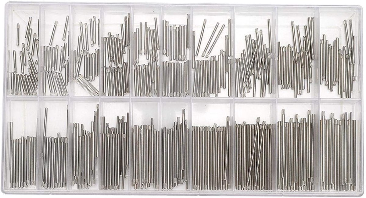 SnelShoppen - Horlogeband Veerpen 1mm / 0.04in met Opbergdoos - Horloge Strap Link Pins Metaal - Horloge Reparatie Accessoire Tool