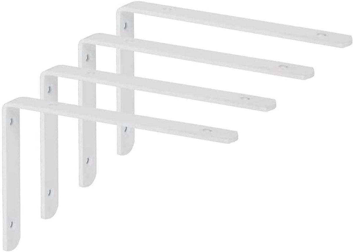 SnelShoppen - 4Pcs 200x140mm Wandplank Steun Beugels Metaal Heavy Duty Hoeksteun Steun voor Wandbevestiging - Wit