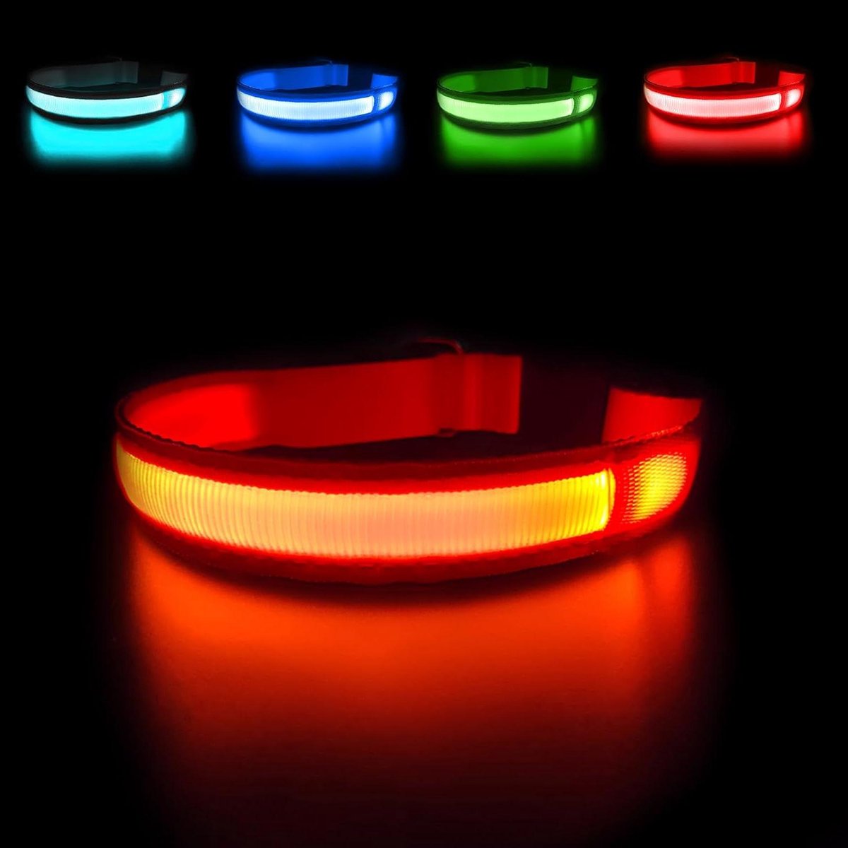 Honden Halsband - LED Halsband - Veiligheid Nacht - Oplaadbaar Via USB - Verstelbaar - Oranje