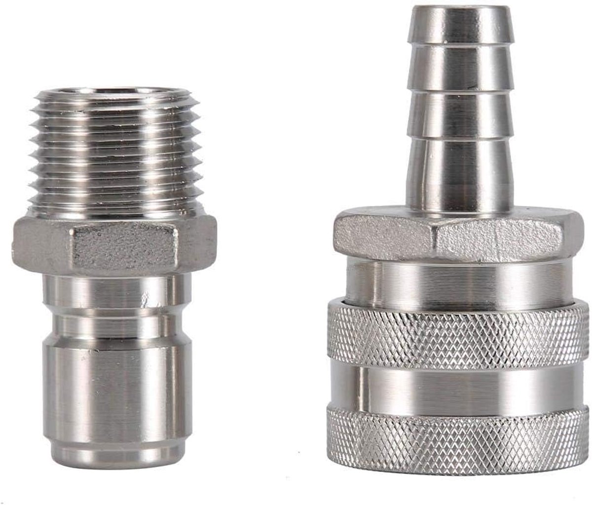 SnelShoppen - Duokon Koppelset voor Thuisbrouwen, Roestvrij Stalen Snelkoppeling 1/2" BSP Bierfitting, Duurzaam en Antiroest, Eenvoudig te Installeren