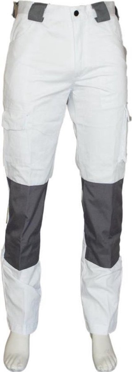 Werkbroek katoen/polyester wit-grijs maat 57