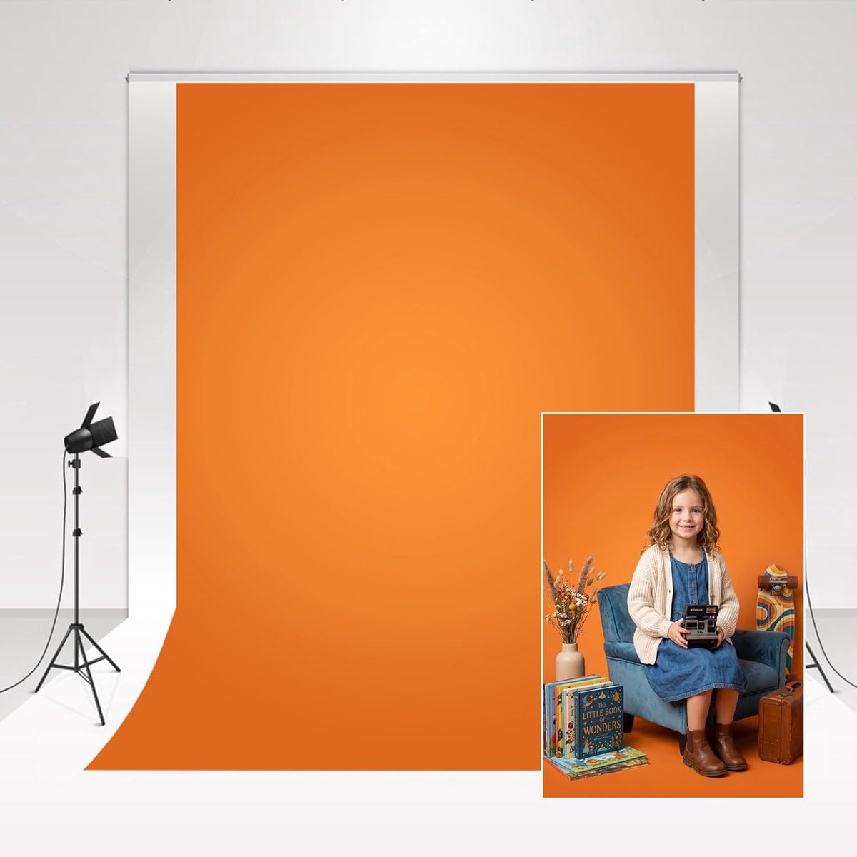 SnelShoppen - Woven Achtergronden voor Fotografie Abstract Oranje Microfiber 3x3m voor Portret en Newborn Fotografie