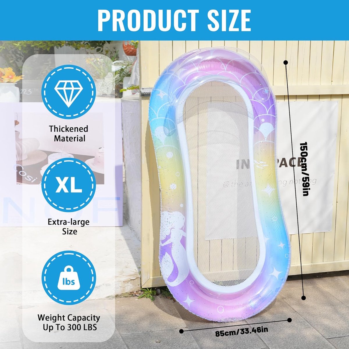 Opblaasbare Zwemstoel - Opblaasbare Pool Float Volwassene - Zwemstoel met Rugleuning en Mesh Zitting - Drijvende Ligstoel voor Zwembad - Opblaasbare Waterstoel voor Strand Meer en Vakantie - Max. 210 kg – foto 6