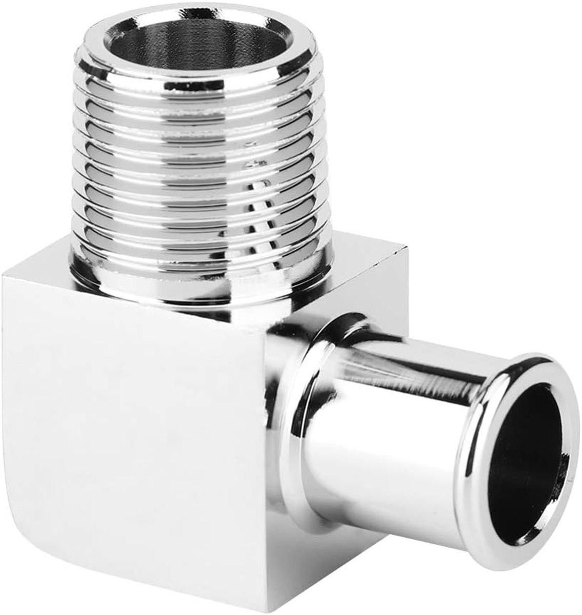 SnelShoppen - Heating Hose Adapter 90 Graden Aluminium Fitting voor Auto - Gemakkelijk te Installeren, Sterk en Lichtgewicht, Chroom Geplateerd