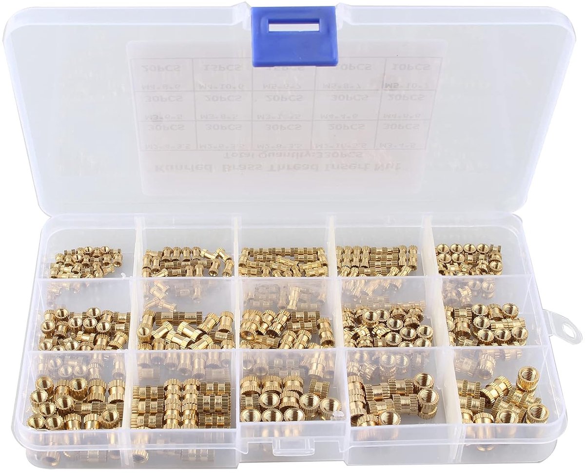 330pcs Brass Cylinder Knurled Thread Round Insert Embedded Nuts Threaded Knurled Brass Threaded Thread Insert - ShopVlot