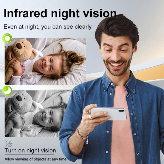 Binnen Camera WiFi - Mini Camera - Huis Bewaken - Nachtzicht Functie - 1080p Resolutie - Zwart — afbeelding 3
