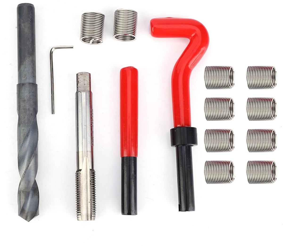 SnelShoppen - 15-delige M14 x 1.5 Draadherstelset, Draadbus, RVS Draadherstelaccessoires, Assortimentset, Draadinvoegtools voor Diverse Toepassingen