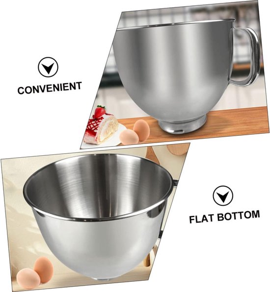 Roestvrijstalen Mengkom - Mixer Kom Fruitschaal - Bakken en Mengen - Compatibel met Keukenmixers - 22 cm diameter - Zilver — afbeelding 3