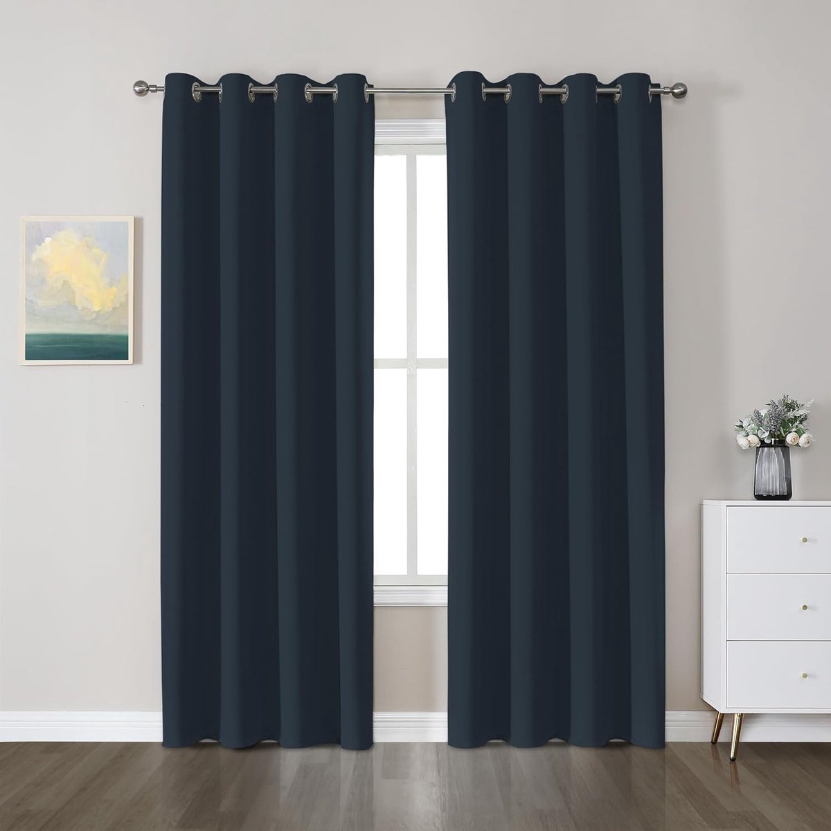 SnelShoppen - Zachte Zwarte Verduisterende Gordijnen met Oogjes - H245 x B140cm Set van 2 - Warmte-isolerende Raamdecoratie voor Kinderkamer, Slaapkam