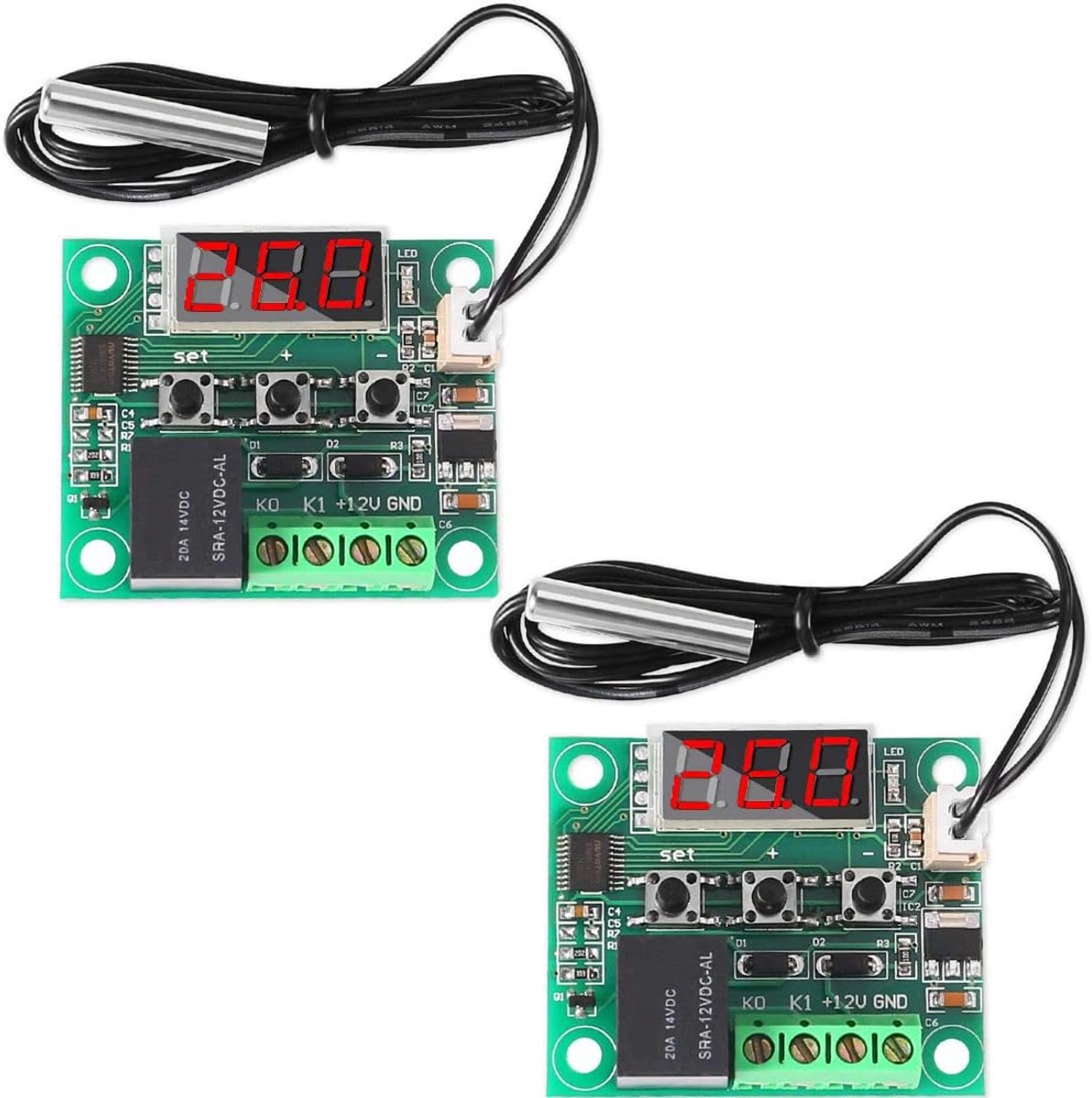 Greluma 2 St Temperatuur Regelaar Module, Display Digitale Thermostaatmodule met Waterdichte NTC-Sonde -50 ~ 110 ℃ - ShopVlot