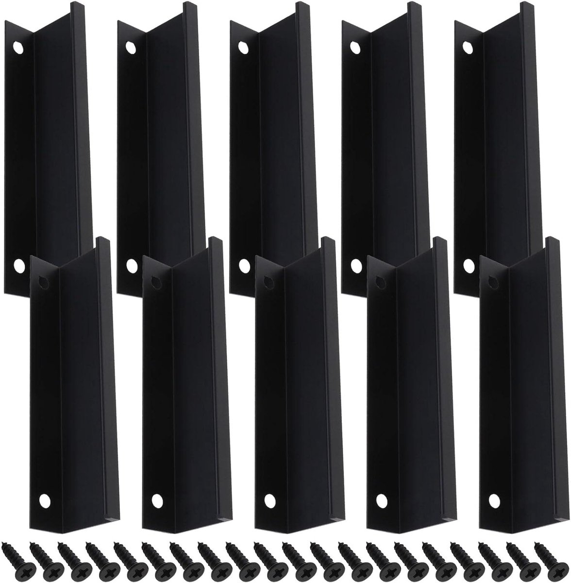 SnelShoppen - 10 Stuks 120mm Back Mount Vinger Rand Trekknoppen Verborgen Aluminium Handgrepen met Schroeven voor Keuken, Kast, Deur, Lade, Zwart
