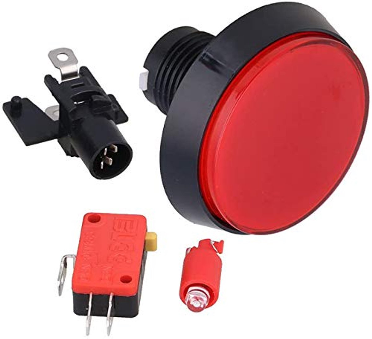 SnelShoppen - Game Push Button 12V LED Verlichte Drukknop 60mm (Rood) voor Speelautomaten, Arcade, Vervangingsknop, Houten en Metalen Consoles