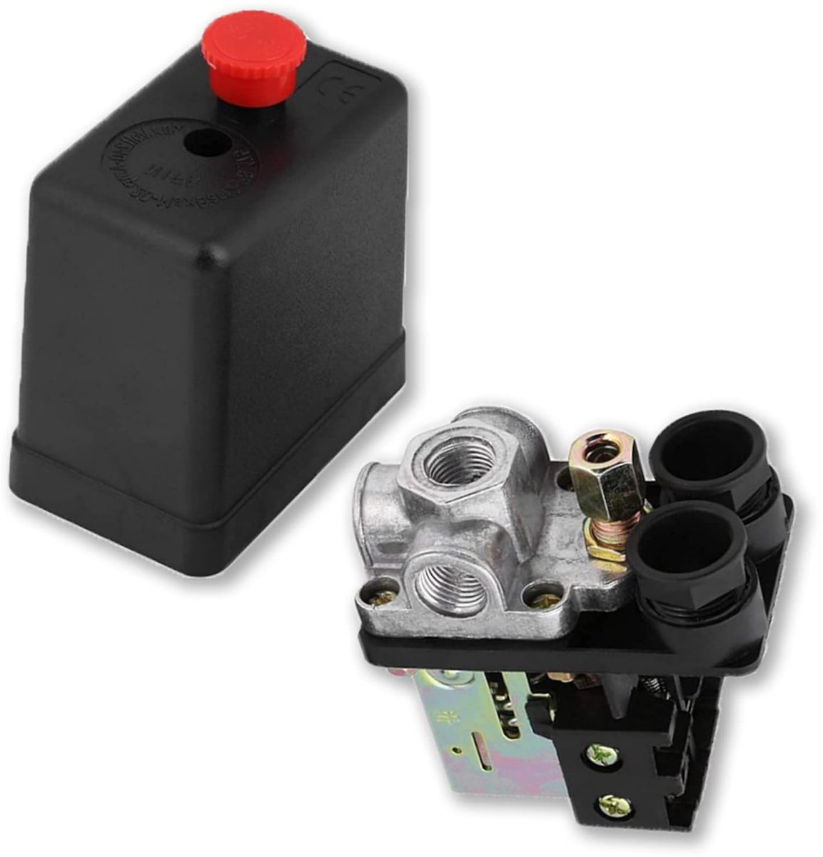 SnelShoppen - 90-120PSI Luchtcompressor Drukschakelaar met 4 Poorten, 240V 20A Drukregelaar met Aan/Uit Schakelaar voor Compressor
