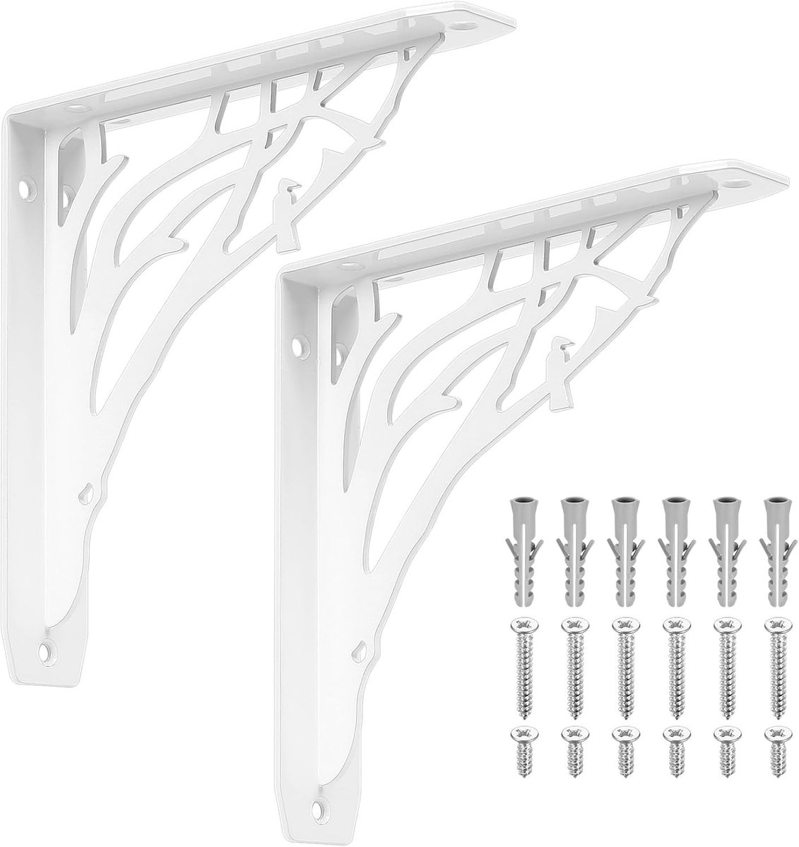 Stevige Wandbeugels voor Planken - 2 Stuks Decoratieve Metalen Driehoekige Steunbeugels voor Racks, Ideaal voor Thuis en Kantoor, 20.5 cm Hoogte