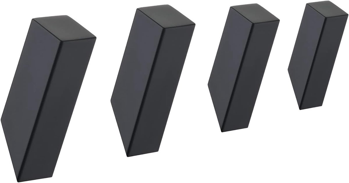 SnelShoppen - Beelee Zwarte Handdoekhaak voor Badkamer 4-Pack Wandgemonteerde Jas Hanger, Stevige Hoedenkast, Kleding Hanger, RVS met Matte Zwarte Coa
