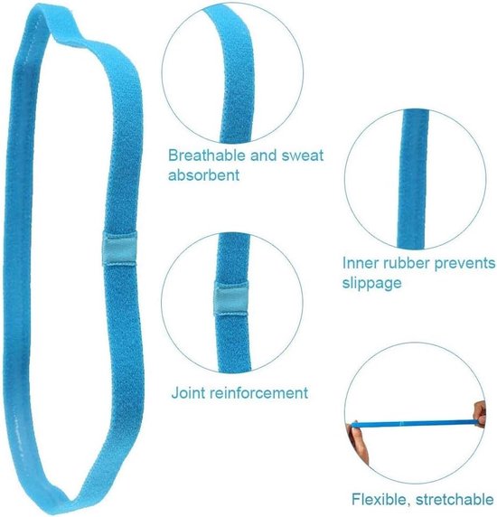Set van 14 Elastische Sport Haarbanden, Antislip, Rekbaar en Dun voor Hardlopen, Yoga en Voetbaltraining — afbeelding 2