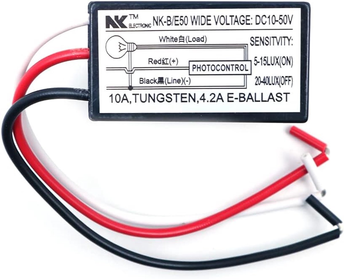 SnelShoppen - AC 12V-48VDC Optische Schakelaar Dusk to Dawn Knop Ingebouwde Fotocel Sensor Verlichtingsschakelaar voor Buitenverlichting