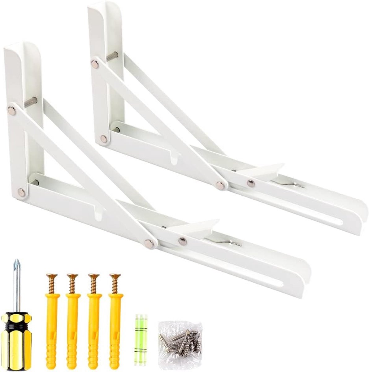 Vouwbare Steunbeugels voor Planken - Stevige Driehoekige Beugels voor Wandmontage, Ruimtebesparend en Verkrijgbaar in Meerdere Maten, 10 Inch Wit