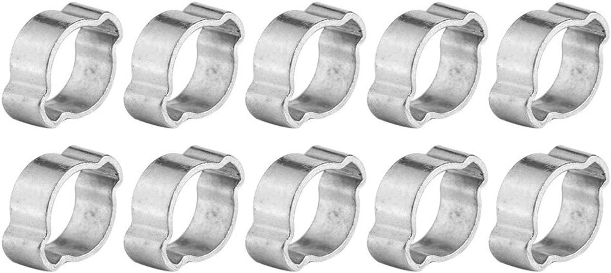 SnelShoppen - 10 Stuks Dubbele Slangklemmen, Gegalvaniseerd RVS Slangklemmen voor Brandstof- en Petrolleidingen, Tube Bevestiging voor Auto, Machines