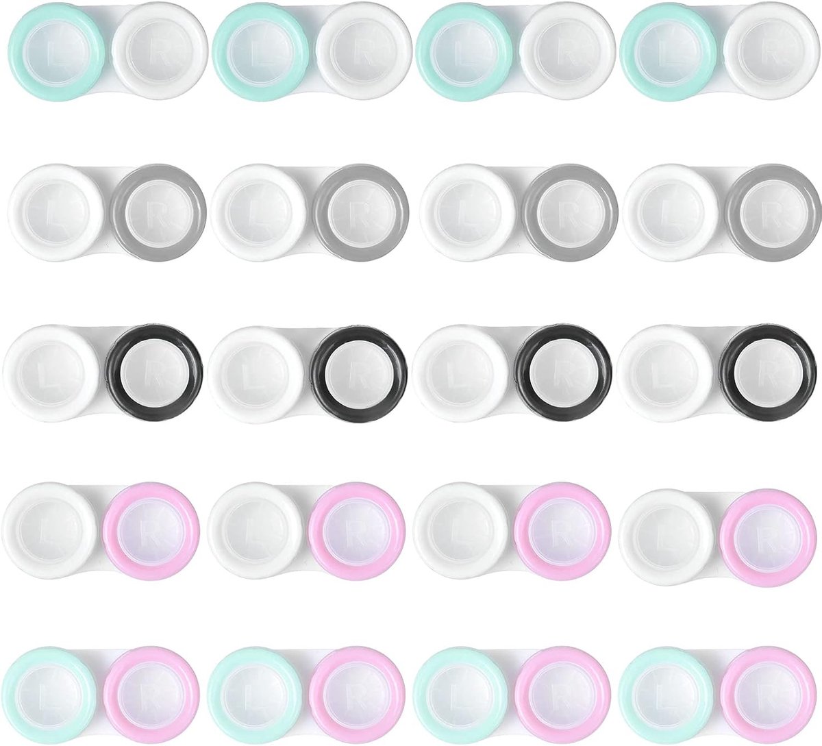 Contactlens houders set van 20 - 5 kleuren - Inclusief opbergzak - Ideaal voor thuis en op reis - ShopVlot